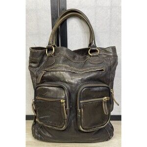 J.CREW Leather Jericho Leather Boho Tote Bag Top Handles